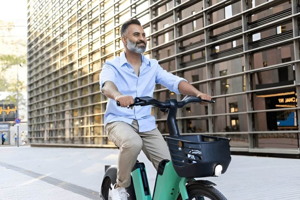 A man riding on a city street: does electric bike need license